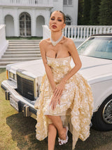 Vestido Midi Nyviera Amarelo Tomara-Que-Caia com Flores – Delicadeza e Feminilidade em Evidência