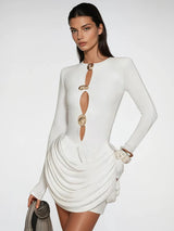 Vestido Mini Plythar com Recortes e Drapeado