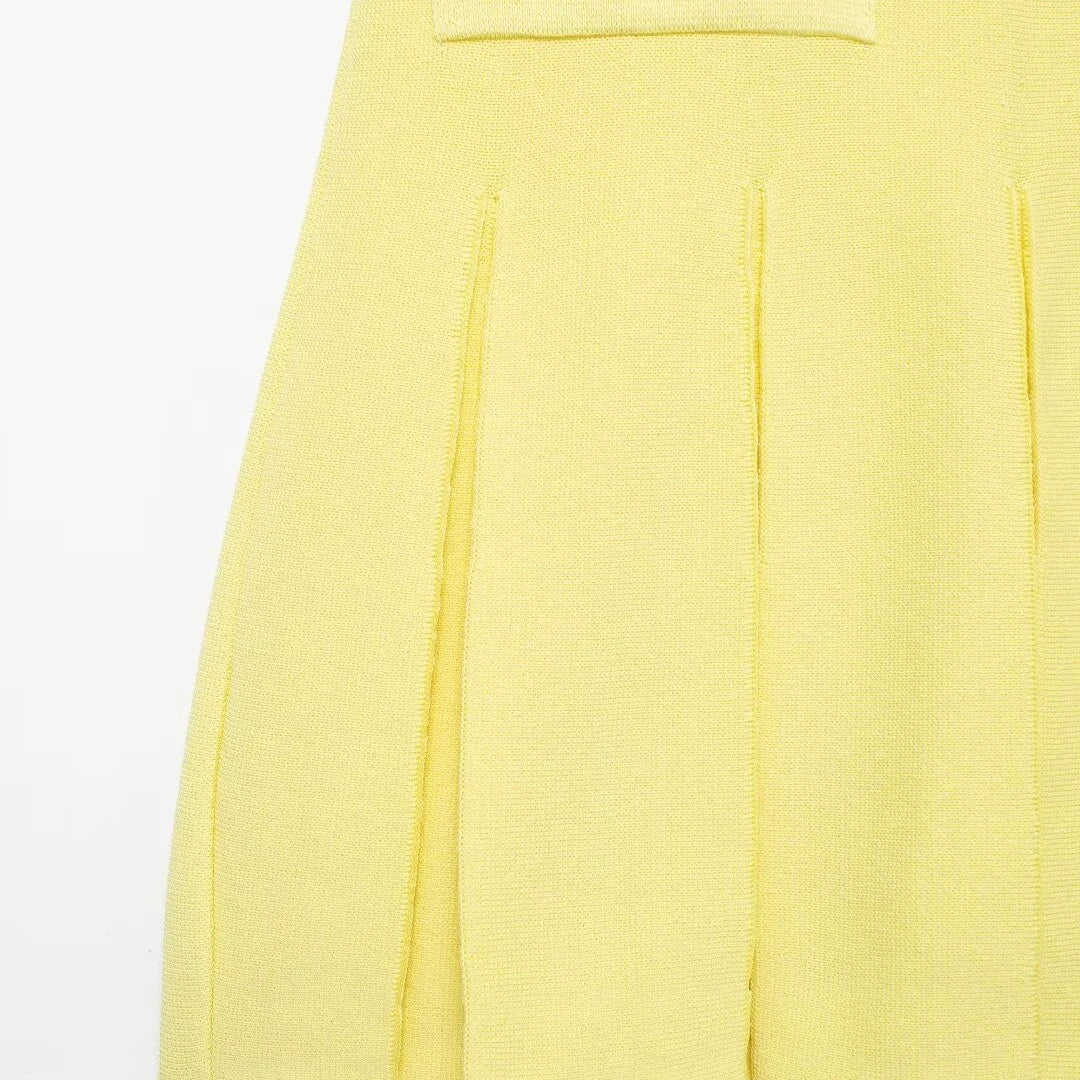 Mini Vestido Modal Plissado de Malha com Gola Redonda