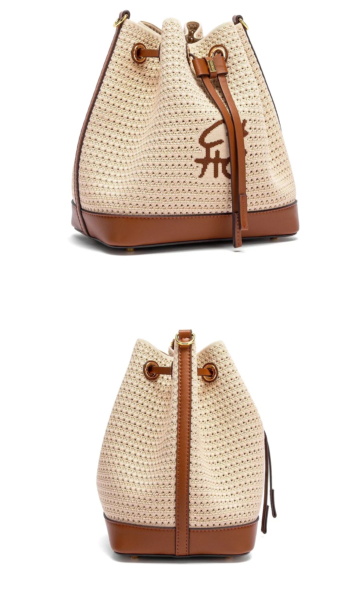 Bolsa CHCH Bucket – Estilo para Viagem, Alça de Ombro, Design em Tecido Splicing