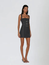 Vestido Mini Syrene Sem Mangas com Cintos