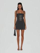 Vestido Mini Syrene Sem Mangas com Cintos