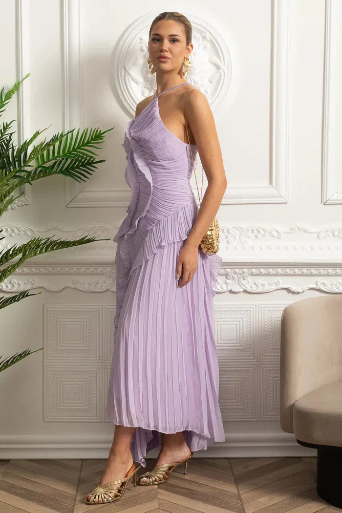 Vestido Sexy Assimétrico e Decote nas Costas