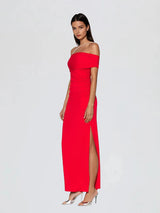 Vestido Longo Alcyone com Fenda e Alça Única