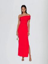 Vestido Longo Alcyone com Fenda e Alça Única