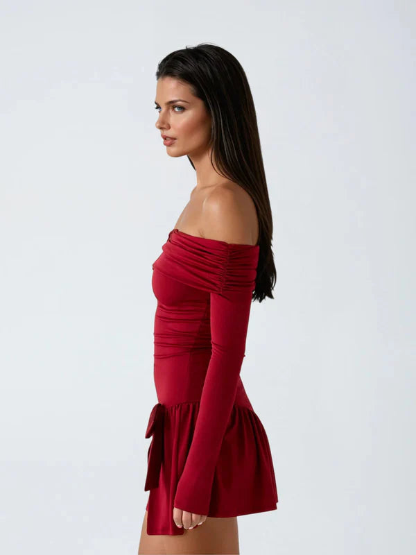 Vestido Mini Cerulea Ombro a Ombro com Laço