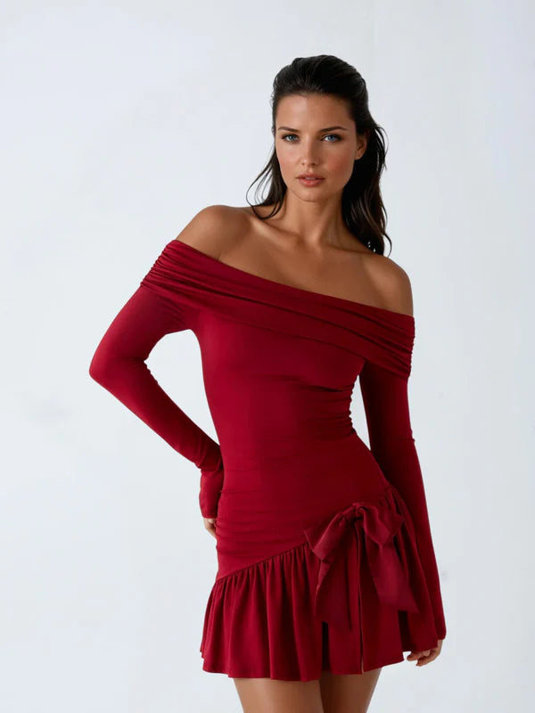 Vestido Mini Cerulea Ombro a Ombro com Laço