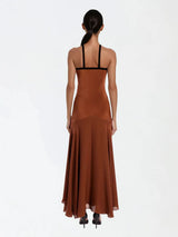 Vestido Longo Laraine com Gola Halter e Laço