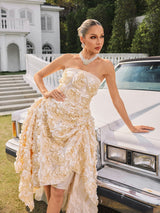 Vestido Midi Nyviera Amarelo Tomara-Que-Caia com Flores – Delicadeza e Feminilidade em Evidência