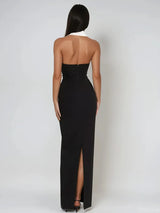 Vestido Longo Raerthar Decote Profundo em Bandagem