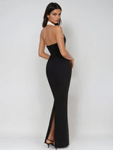 Vestido Longo Raerthar Decote Profundo em Bandagem