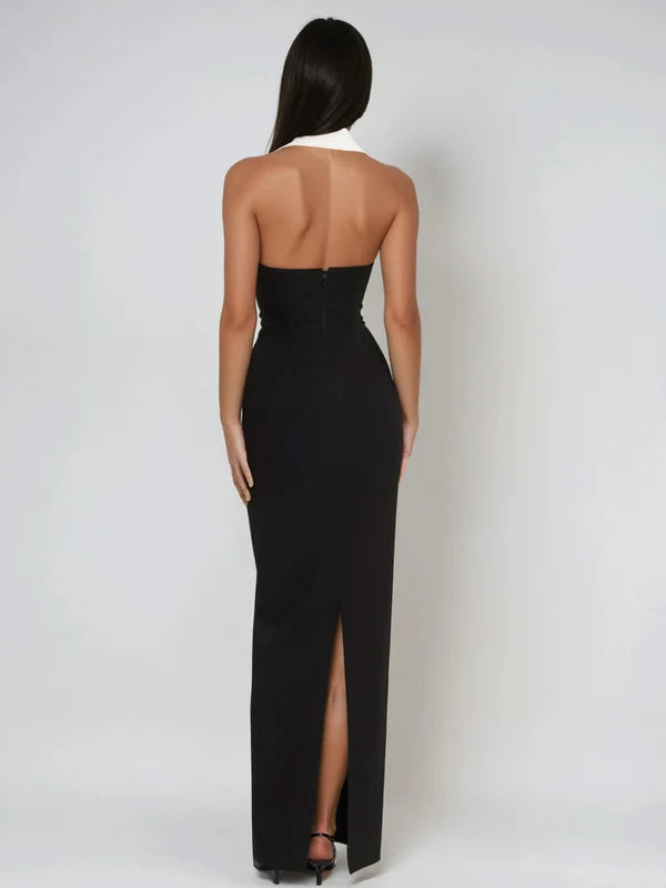 Vestido Longo Raerthar Decote Profundo em Bandagem