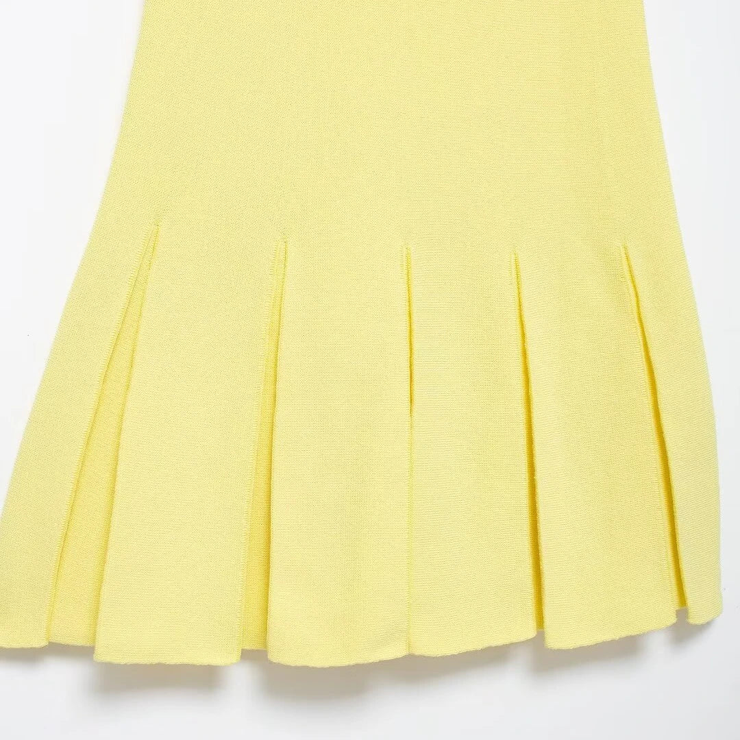Mini Vestido Modal Plissado de Malha com Gola Redonda